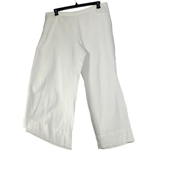 Soft Surroundings Women's White Textured Pull on High Rise Wide Leg Pants Size L - Picture 1 of 8